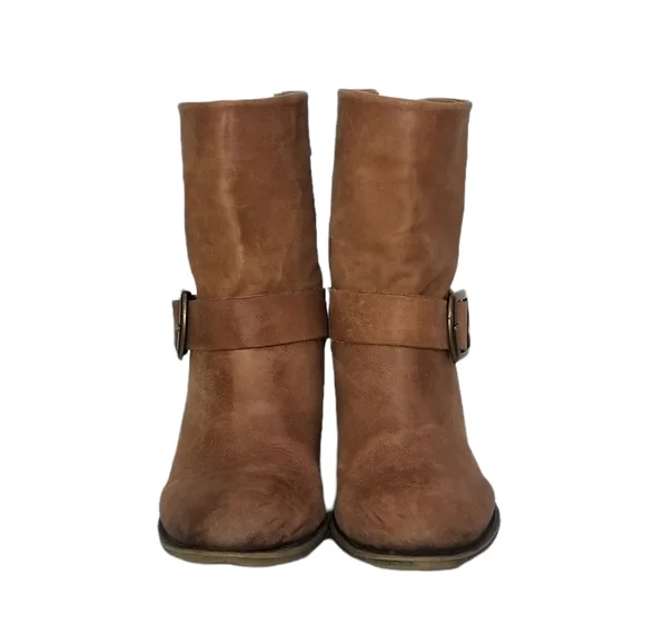 LUCKY BRAND Tommie Womens Cognac Leather Western Heeled Ankle Booties Size 8.5 - Picture 9 of 11